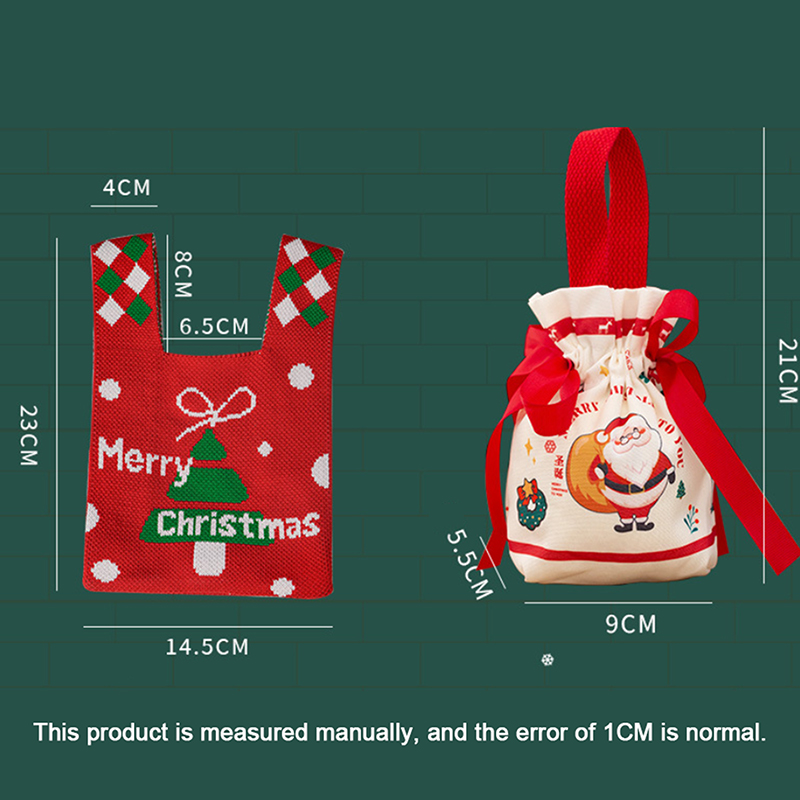 Merry Christmas Knit Handbag Mini Knot Wrist-bag Female Tote Bag Reusable Shopping Bag New Year Xmas Gift Bag.