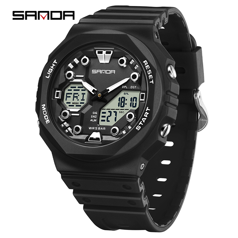 Sanda Large Dial Multifunctional Trendy Urban Outdoor Waterproof Sports Men's Watch SD6200-5.