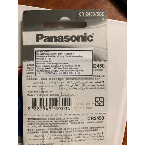 2 Viên Pin CR2450 Panasonic Indonesia 3V Lithium