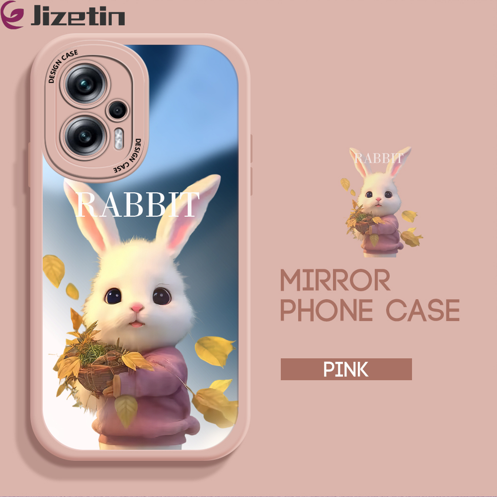 Jizetin casing for xiaomi redmi note 11 pro 11 pro 5g note 11 pro+ 5g note 11t pro 11t pro+ note 12 5g note 12 pro 4g note 12 turbo 5g cute 3d purple clothes rabbit pattern slim mirror back casing soft silicone phone case