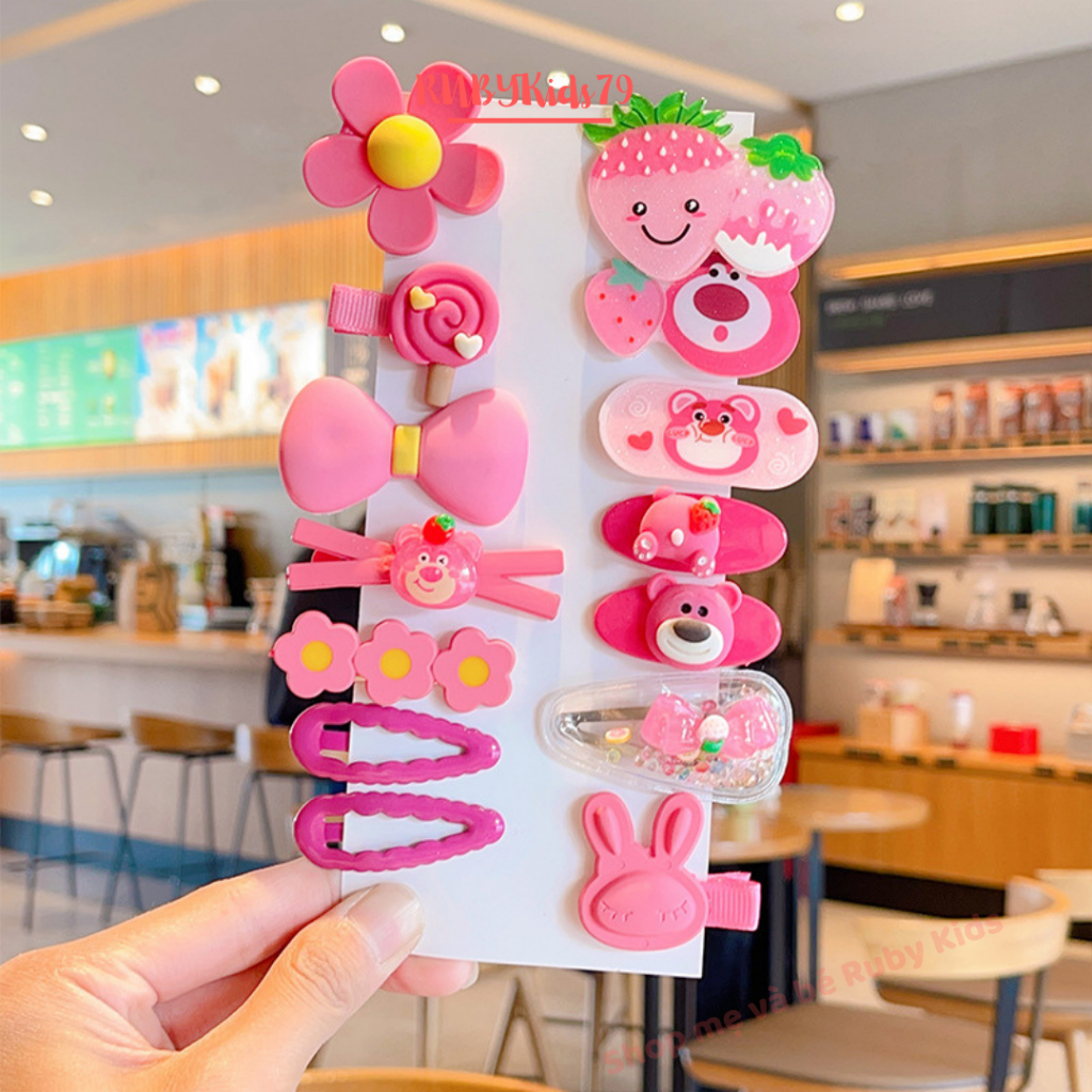 Set 14 Kẹp tóc bé gái đáng yêu, kẹp dễ thương cho bé - rubykids79