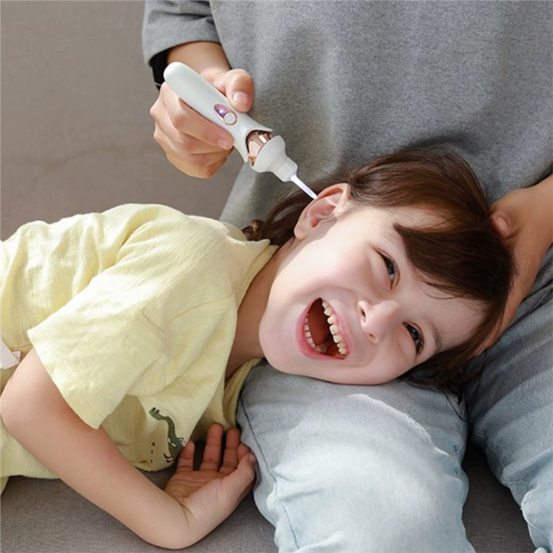 Electric Vacuum Ear Wax Remover Bright Ear Aspiration Device Ear Selection Spiral Cleaning Tools for Children and Adults.