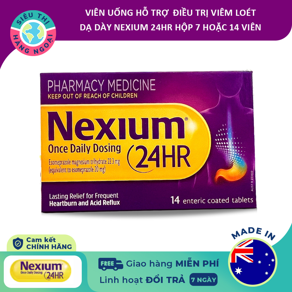 Viên uống hỗ trợ viêm loét dạ dày, ợ nóng Nexium 24HR Once Daily Dosing (Australia) (được bán bởi Siêu Thị Hàng Ngoại) thumbnail