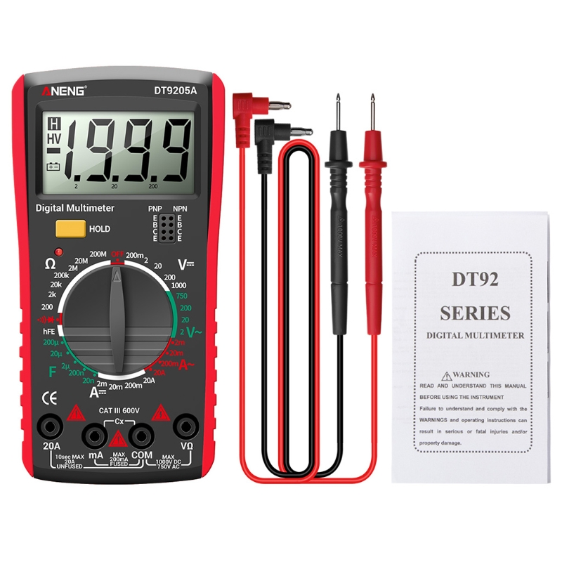 【Shop the Latest Trends】DT9205A AC DC Digital Multimeter Test Voltmeter Resistance LCD Display 2000 counts Transistor Diode Meter Tester. 