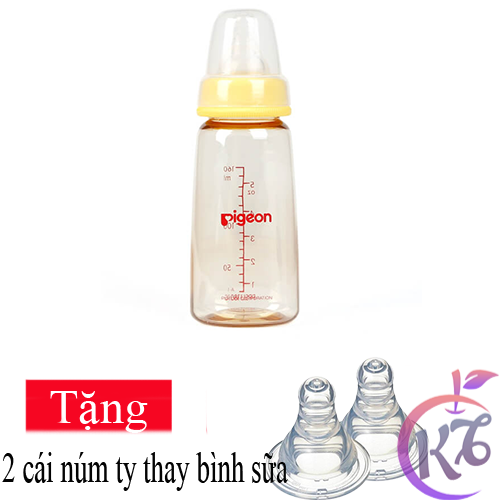 Bình sữa cổ hẹp Pigeon nhựa PPSU cao cấp 160ml Tặng 2 núm ty thay bình sữa - bình sữa cổ thường Pigeon - binh sua co nho cho be