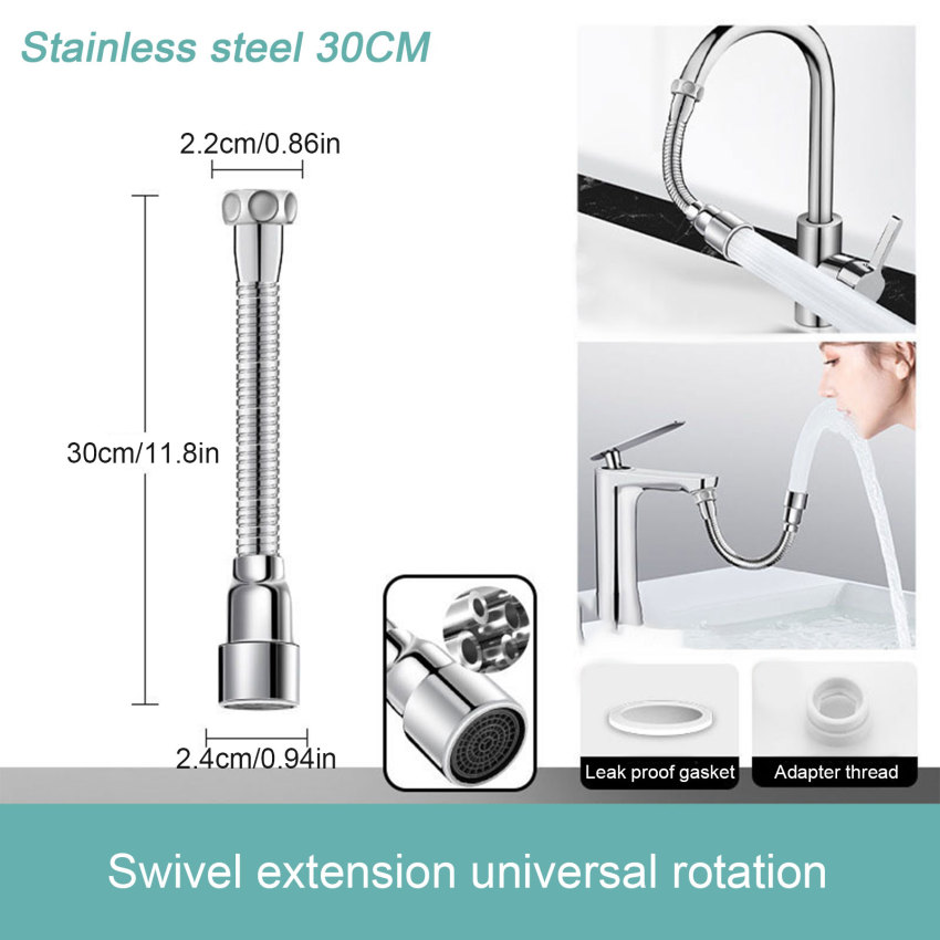 Stainless Steel Universal Faucet Extender 360° Rotation Kitchen Anti