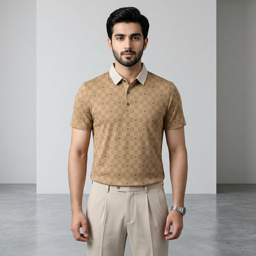Premium China Polo Shirt Triangle Pattern For Men- polo shirt