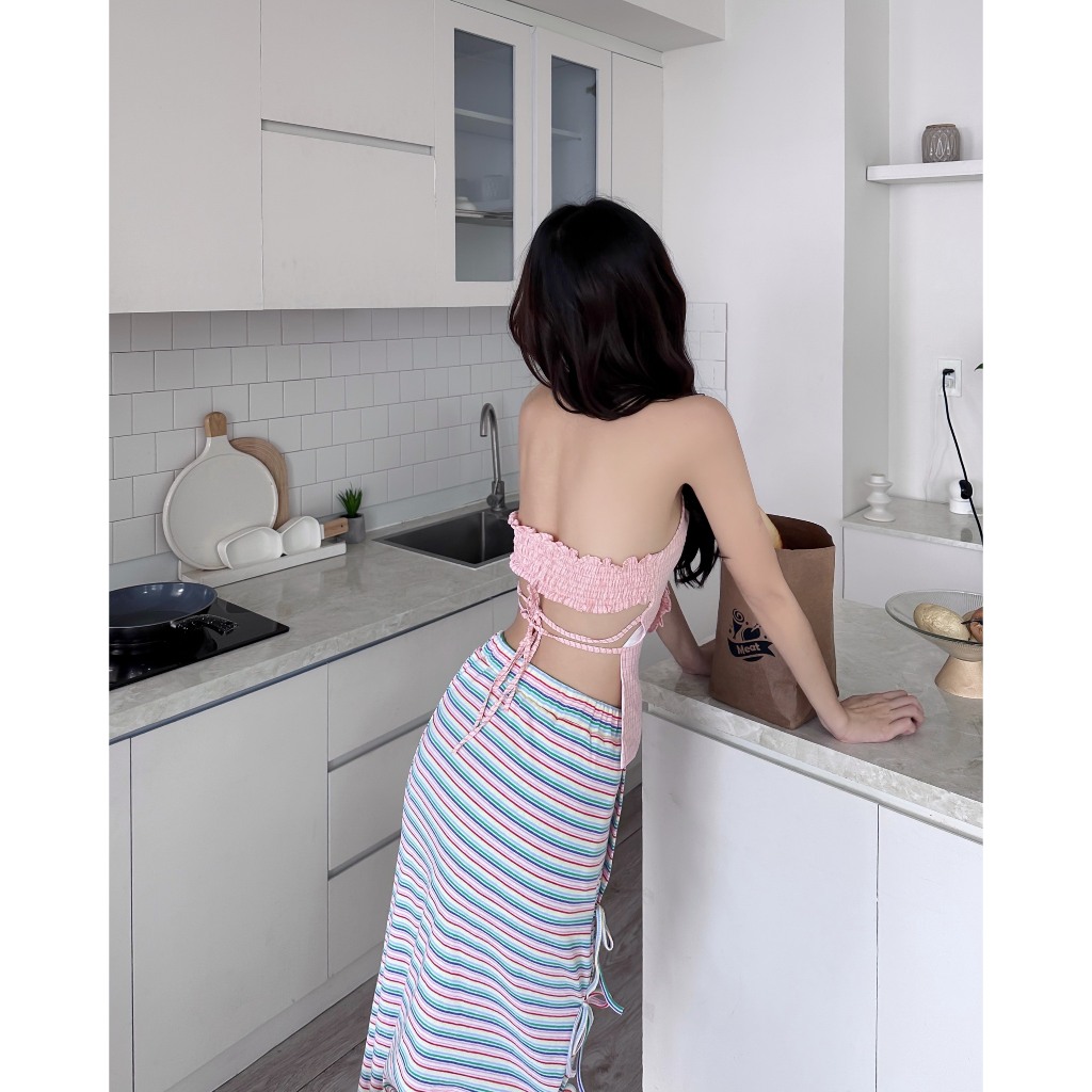 [VOUCHER 12%/149K] Áo yếm caro phối nơ MONÁ - ROLA