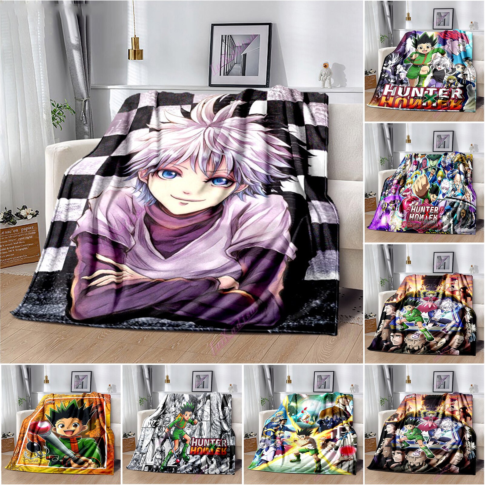 QTRT HUNTER × HUNTER - Leorio, Kurapika, Killua, GON · FREECSS 3D Printed  Blanket Cartoon Anime Characters Soft Plush Flannel Blanket Quilt Anime  Fans Otaku Gift Bedding : : Home & Kitchen