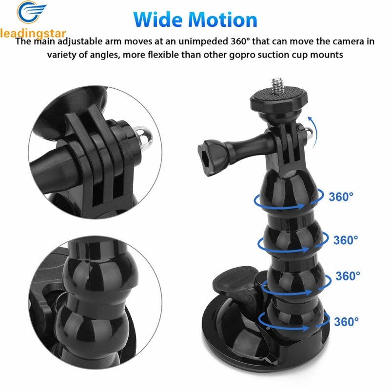 LeadingStar Fast Delivery Car Suction Cup Mount Phone Holder Adjustable Angles Video Navigation Bracket Compatible For Gopro Action Camera