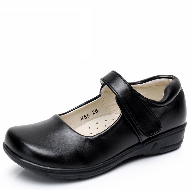 New Girls Leather Shoes for Children PU Leather School Black Princess Shoes Dress Flower Wedding White Kids Flat Etiquette Shoes