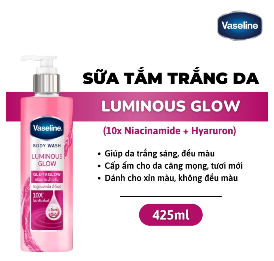 Sữa tắm trắng da Vaseline Body Wash Gluta Glow 10X 425ml Thái Lan