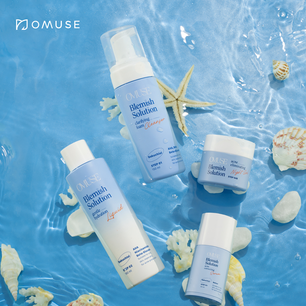 Bộ sản phẩm toàn diện dành cho da mụn OMUSE Blemish Solution Acne Correcting