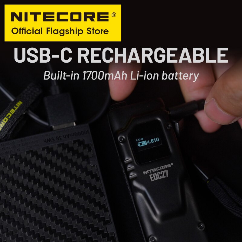 NITECORE EDC27 USB-C Rechargeable Flashlight Tactical Mini Keychain Light EDC Troch Light 3000 Lumens