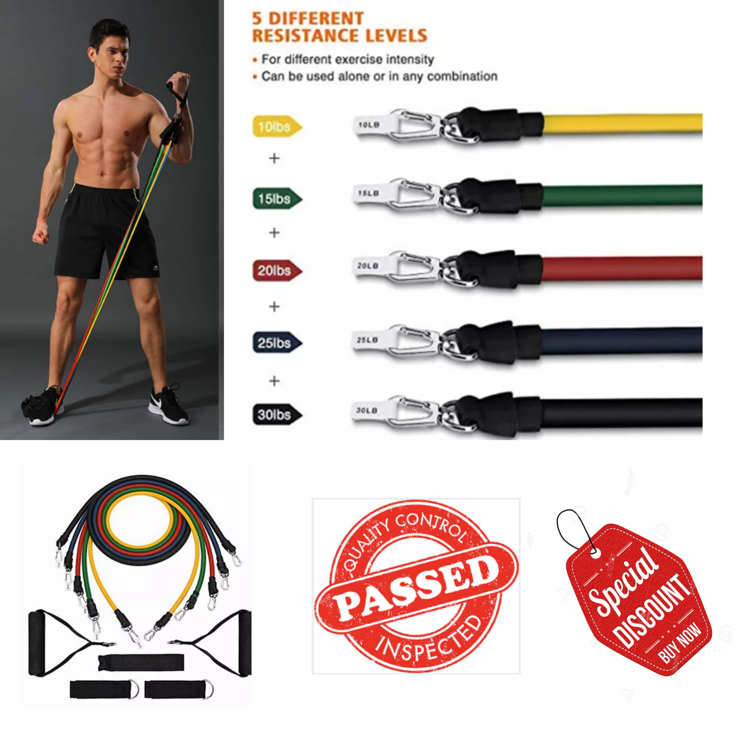 Shop at Panopy Power Resistance Bands , 5 in 1 Elastic Resistance Bands