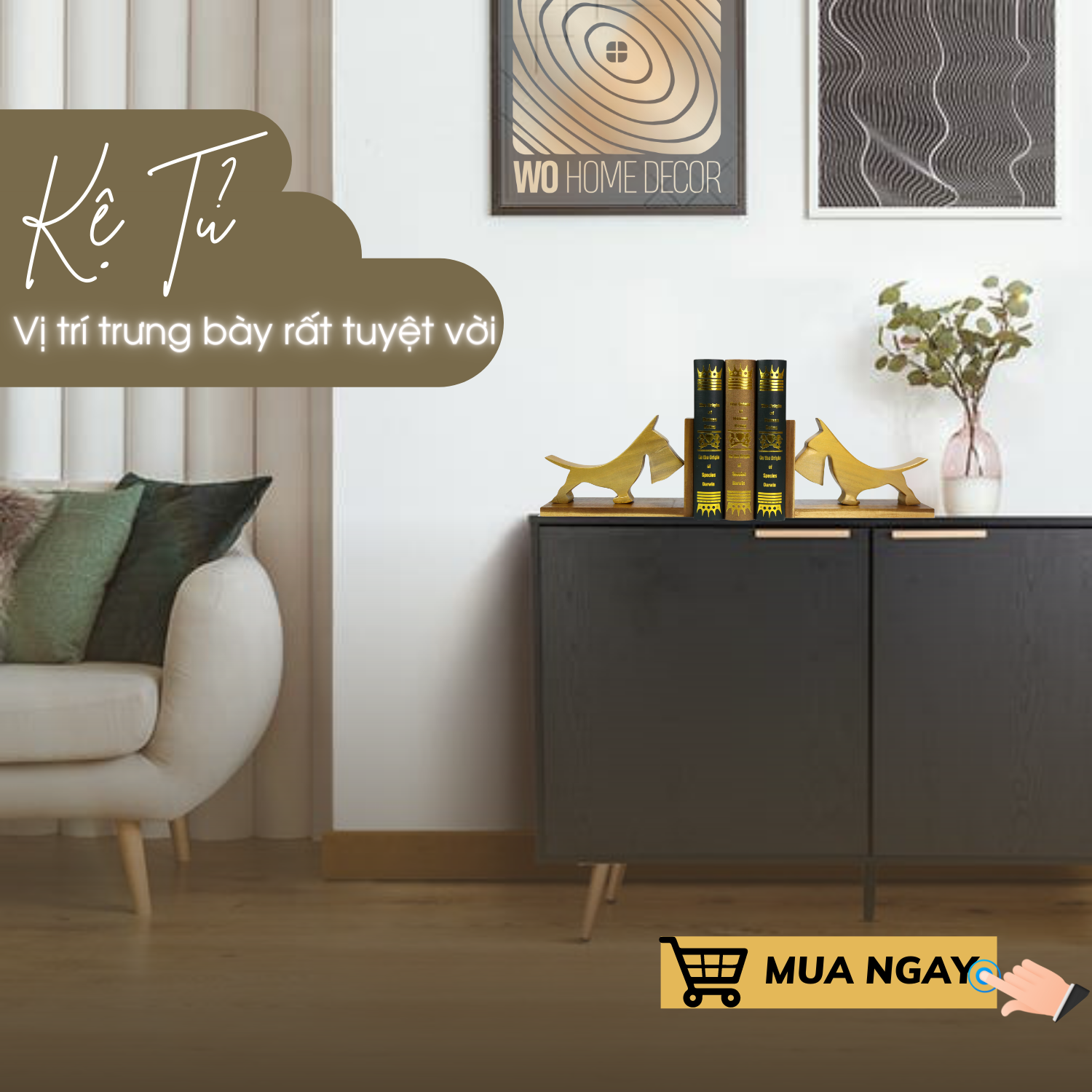 CHẶN SÁCH (BOOKEND) Cặp chó Vàng sang trọng