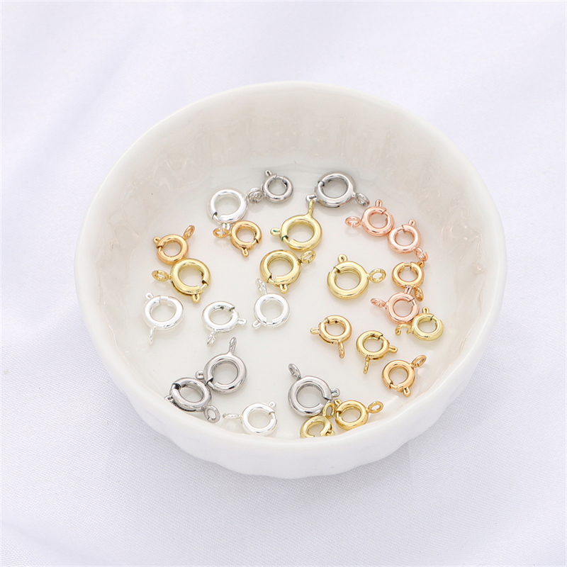 Móc Khóa Lò Xo Móng Tròn Móc Khóa Lò Xo Bằng Đồng Thau Đầu Nối Móc Với Mạ 14K/18K/Bạch Kim/Bạc/Vàng Hồng Cho Đầu Nối Vòng Cổ Vòng Tay Phụ Kiện Tìm Kiếm Trang Sức Tự Làm