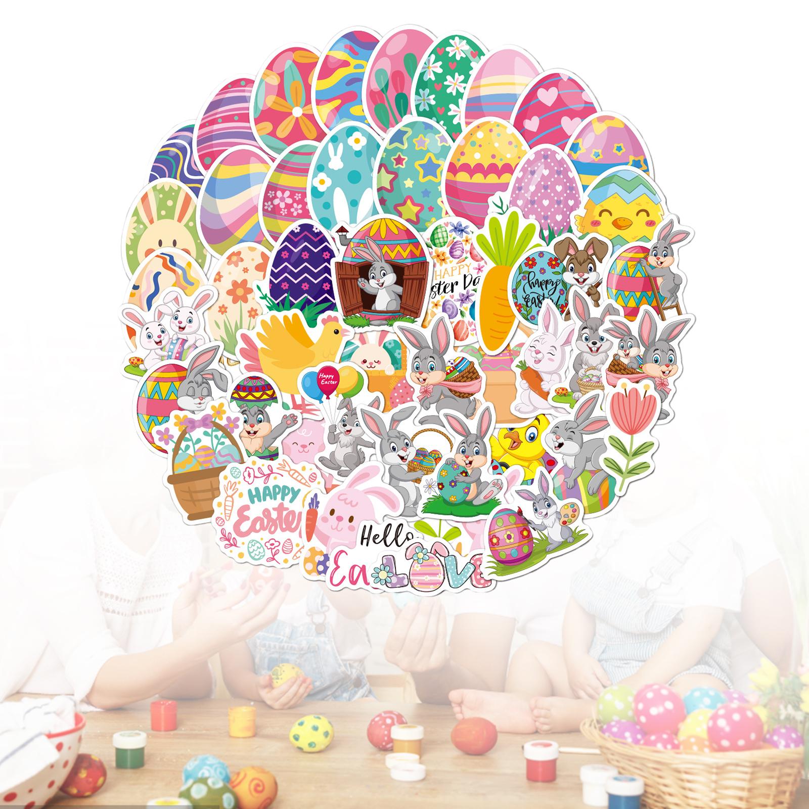 Mippos Easter Stickers, Easter Egg Bunny Stickers, Easter Egg Decals, for Water Bottles