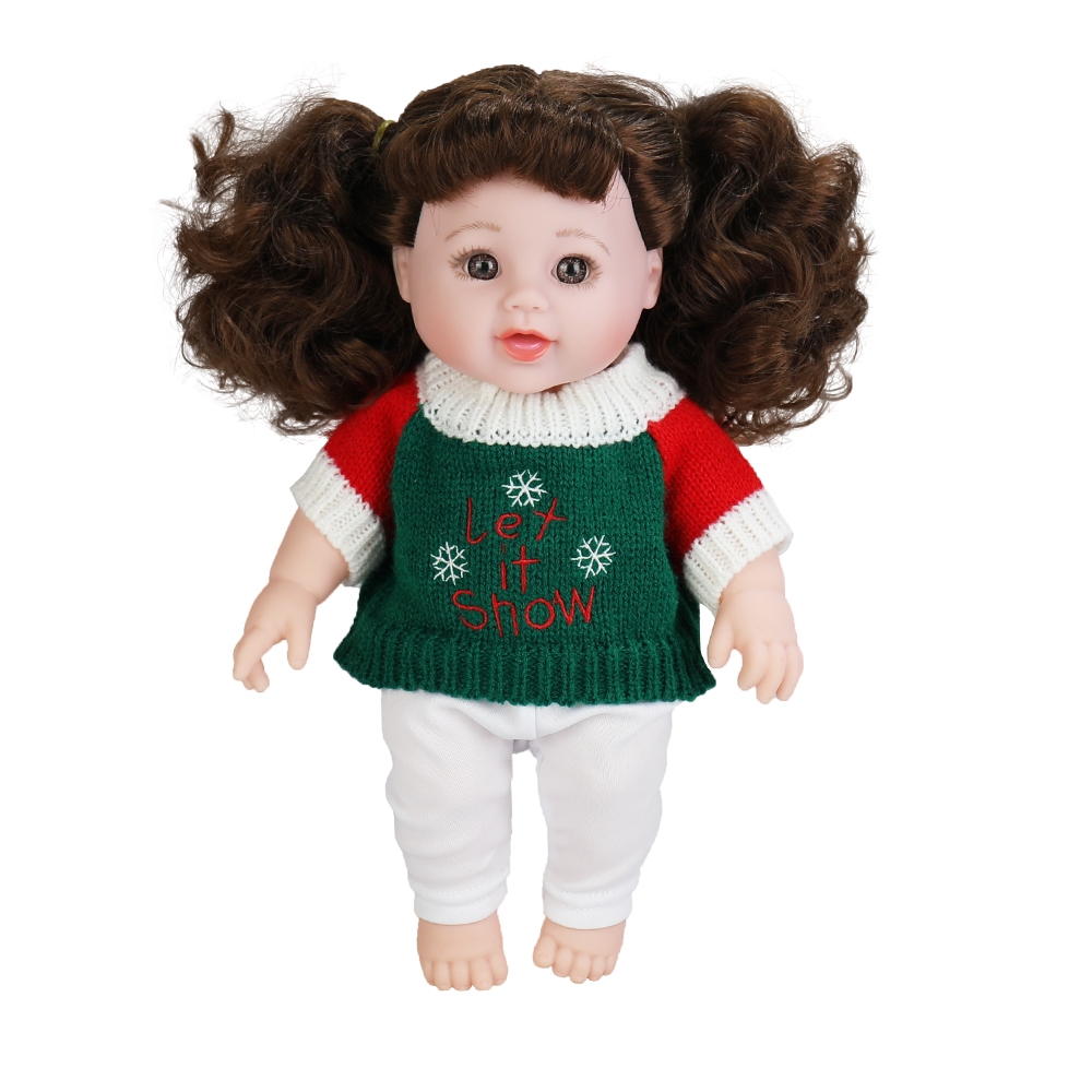 Búp bê nhựa cao cấp nathaniel tóc nâu dài áo len 30 cm 12 inch reborn vynil doll