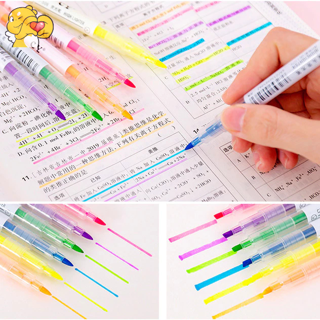 Set 6 cây bút dạ quang 2 đầu gồm 6 màu.