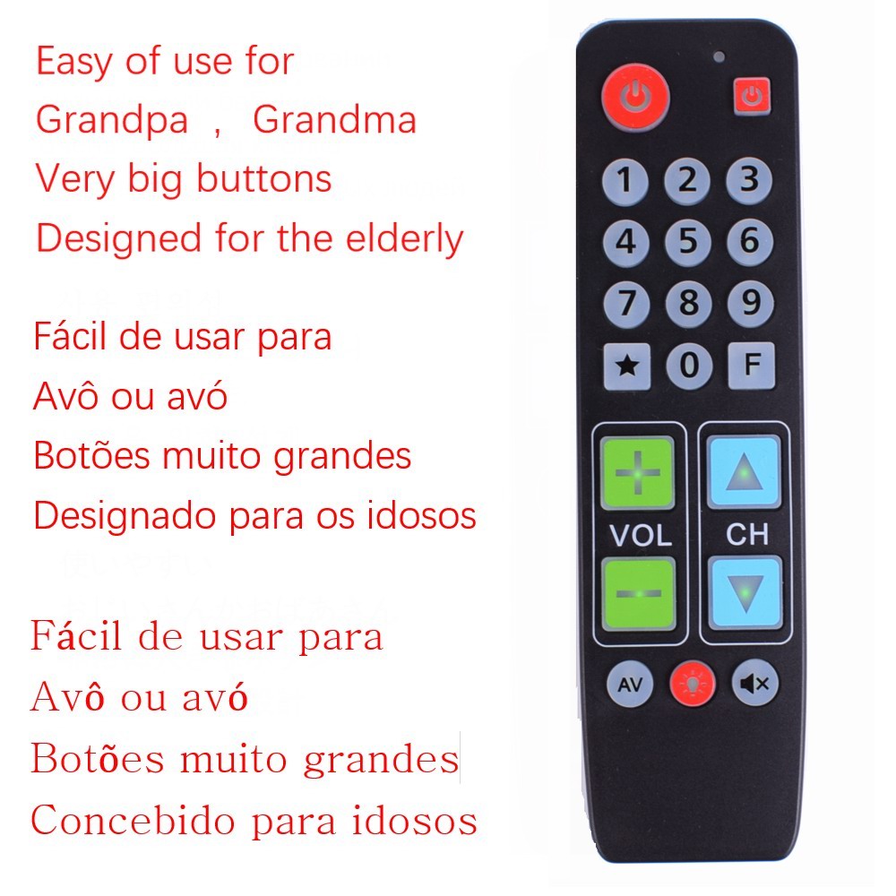 Big Buttons Learn Remote Control With Backlit Remot Controller For Tv ...
