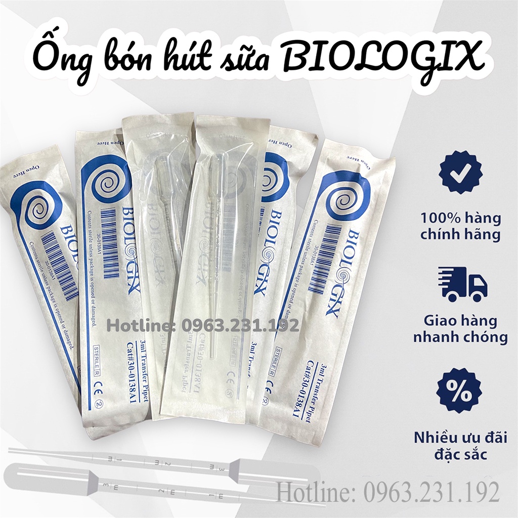Ống bón hút sữa biologix 3ml tiệt trùng từng cái an toàn cho bé không chịu ti bình