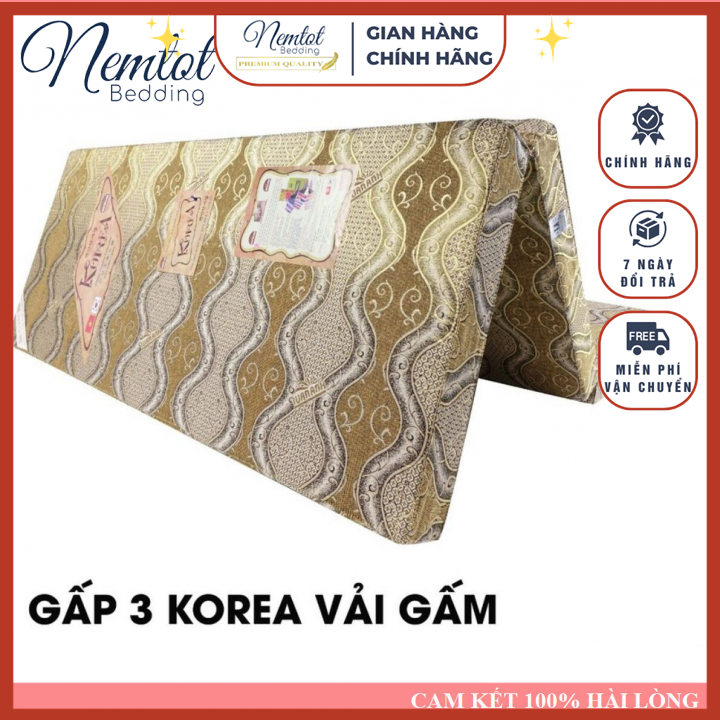 ⚜️nệm cao cấp⚜️ nệm bông ép korea vải gấm màu sắc trang nhã sang trọng, bh 10 năm thương hiệu hàn việt hải, nệm gòn ép cứng dành cho người đau lưng, vai, gáy, thoái hóa cột sống lưng, nệm gòn ép gấp 3 cao cấp_nemtot bedding