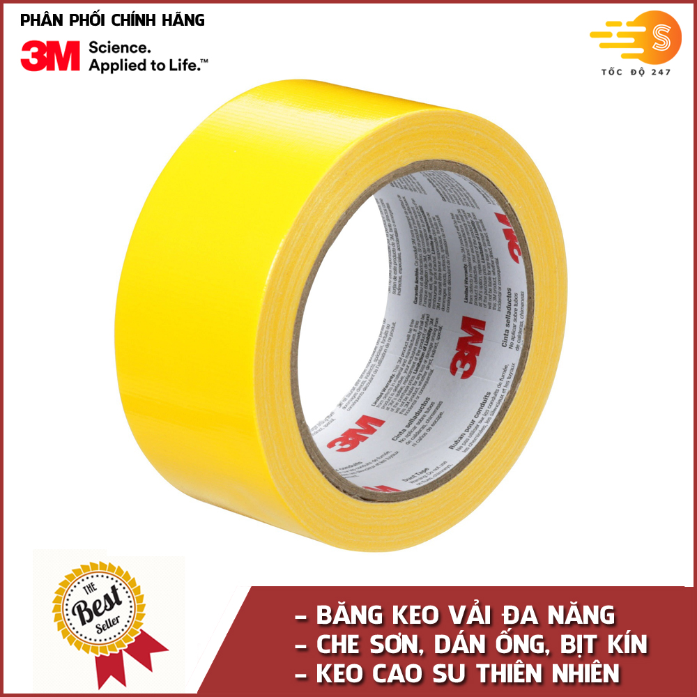 Băng keo vải đa năng chuyên dán che sơn, che chắn, bó ống 47.7mm x 45.7m 3M 1900 - Tốc độ 247, dán bịt kín, dán thanh dài, dán cố định, nhiều màu sắc