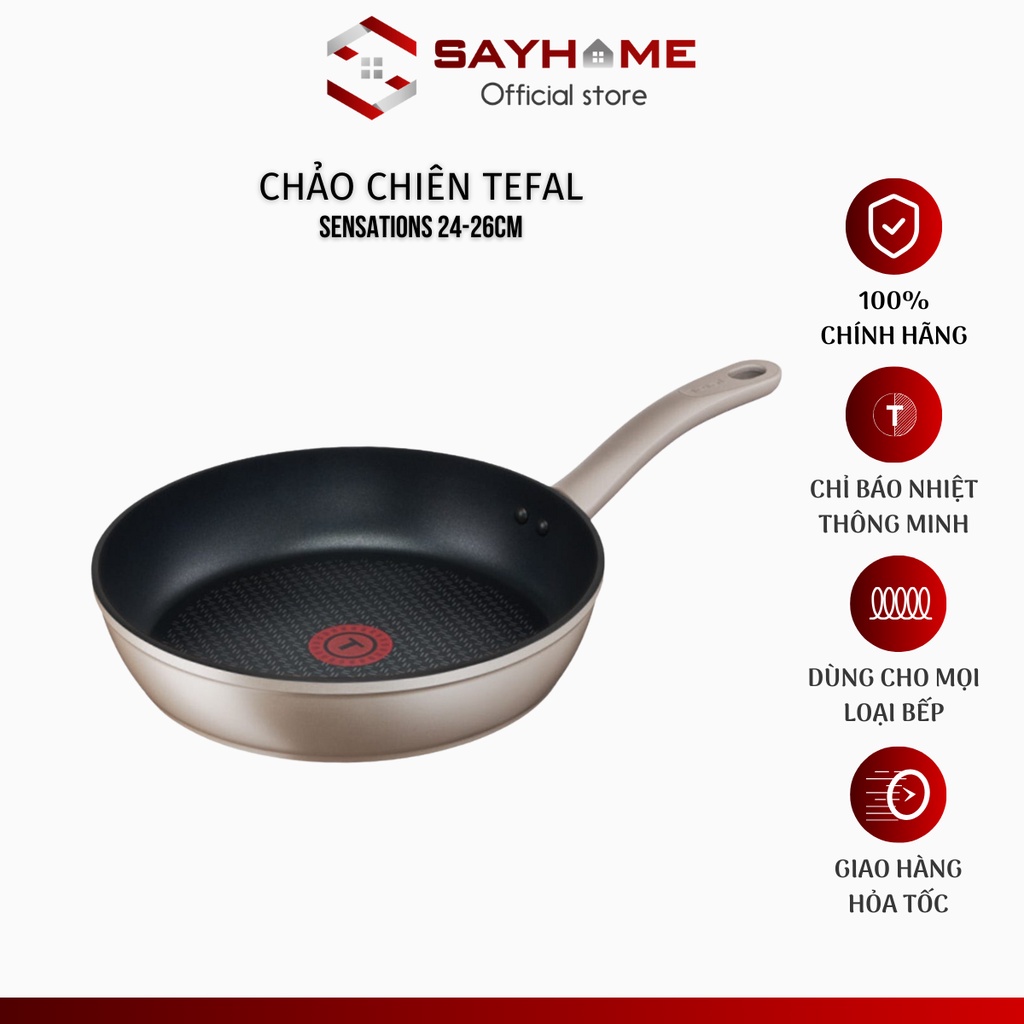 Chảo chiên chống dính đáy từ Tefal Sensations 24/26/28cm