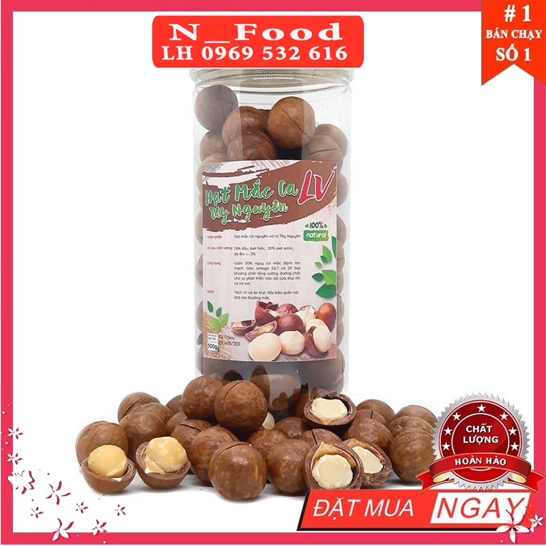 Hạt Mắc Ca - Hạt MacCa Sấy Nứt Lon 500gram