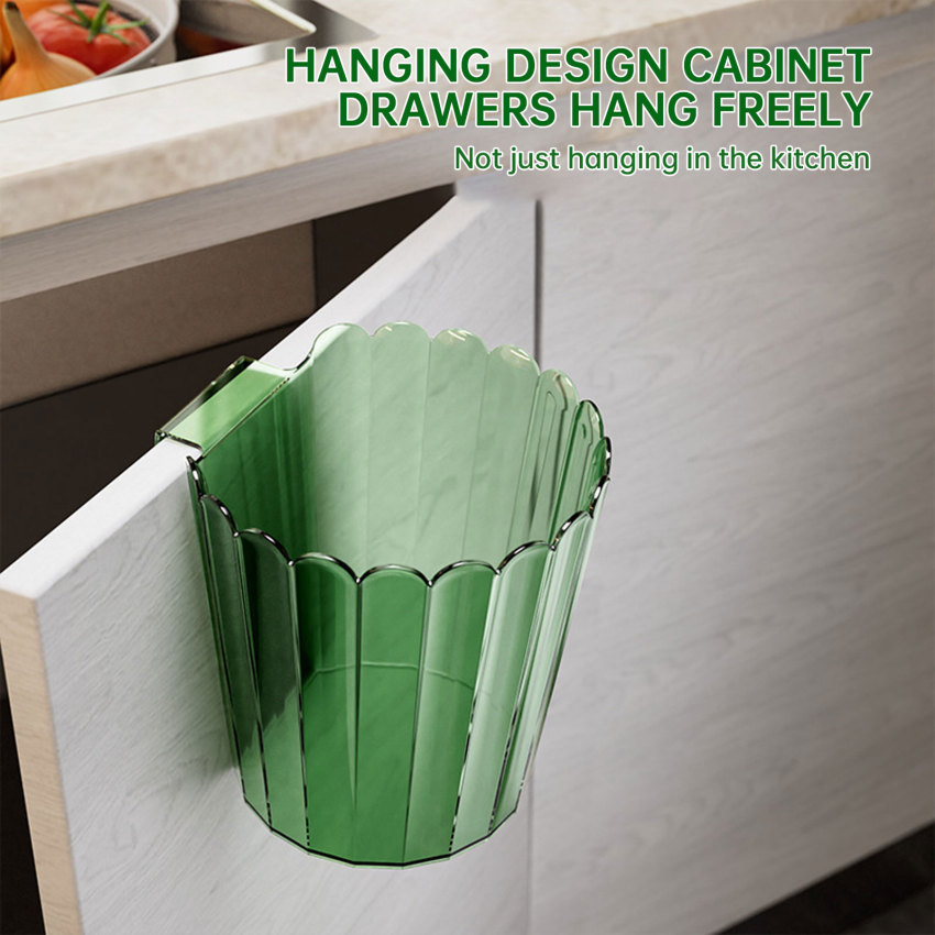 Kitchen Hanging Trash Can Desktop Clutter Collection Basket Cabinet Wall Mounted Garbage Bin Container Household