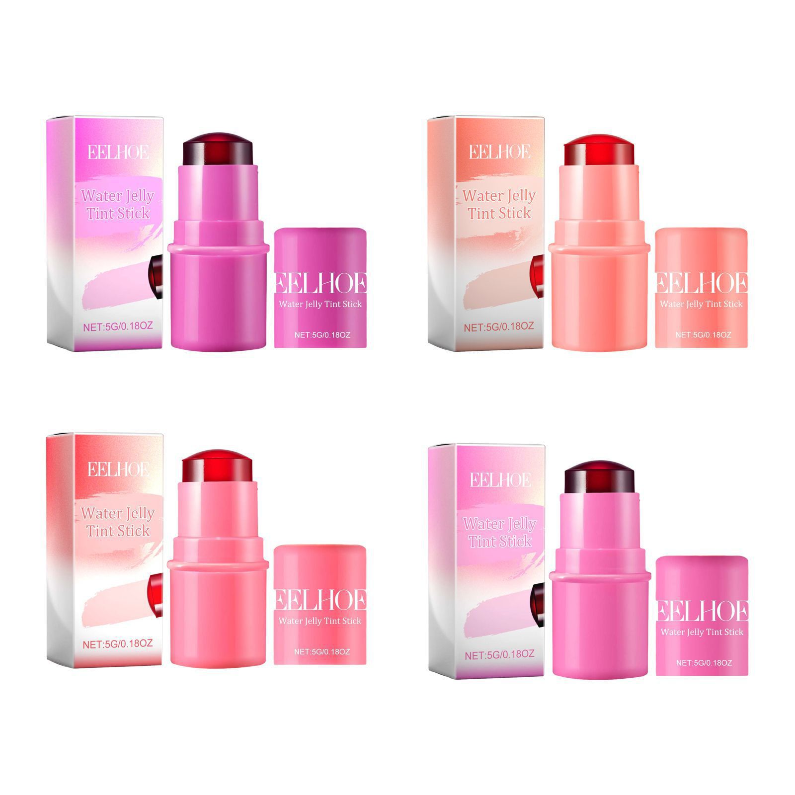 Kuying Fashion EELHOE Fruit Jelly Powder Blusher Lazy People Lip Gloss Stick Even Skin Highlight Blush Face Makeup Easy to Apply Lipstick. 