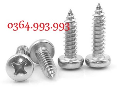 Gói 100 cái Vít gỗ đầu tròn inox/ Vít pake đầu dù đuôi nhọn inox/ Vít nhọn inox M3*15