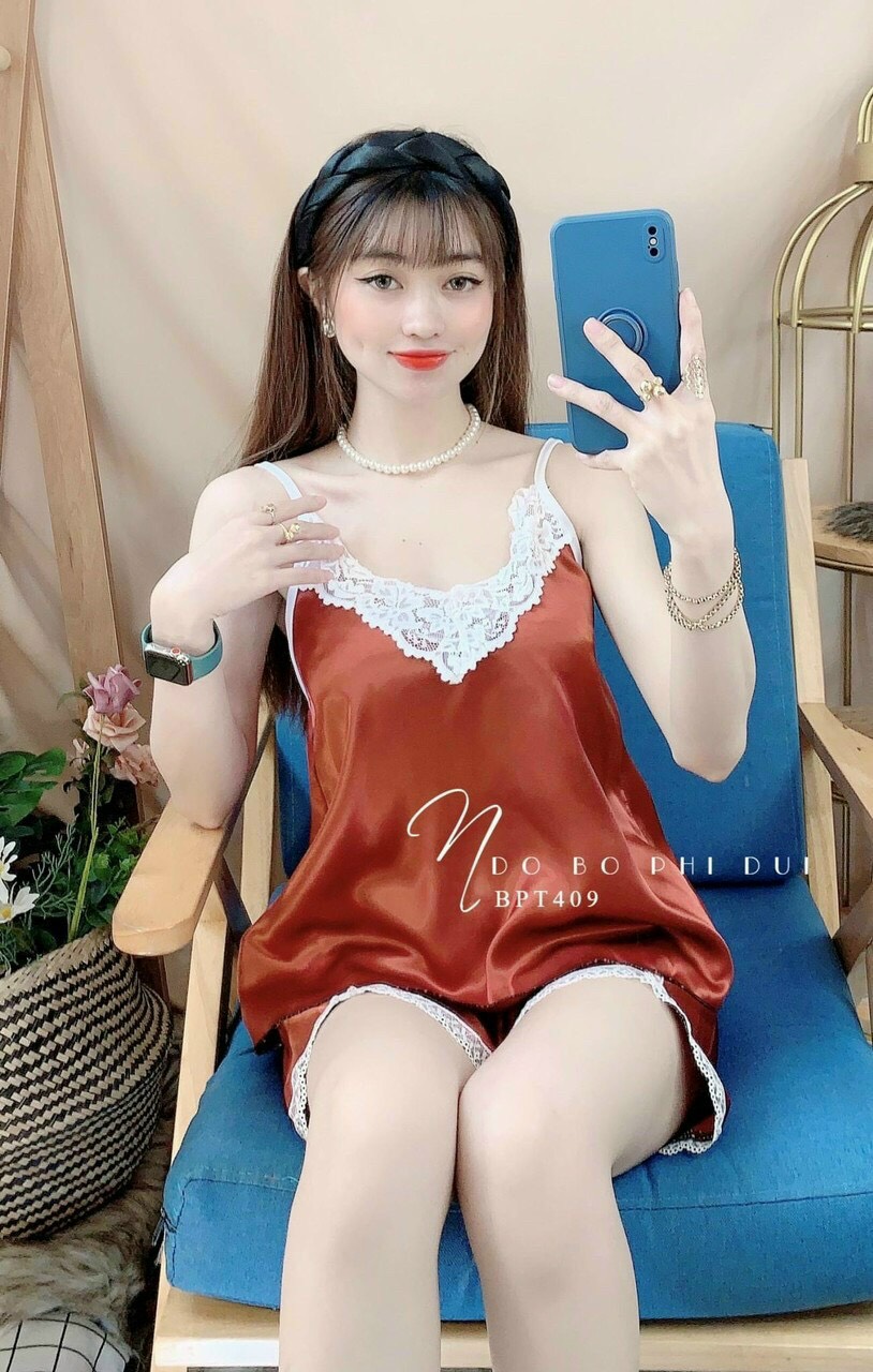 Đồ ngủ sexy nữ 2 dây PHI LỤA ? đồ bộ mặc nhà hai dây Set ngủ Chất PHI LỤA Mát Mềm Mại Gợi Cảm ( from dưới 58 kí )