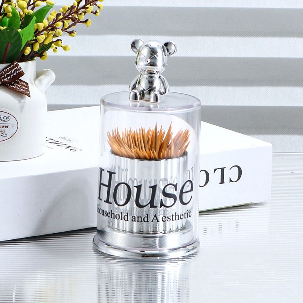IIY Thuận tiện Độc đáo Chống bụi Chú gấu nhỏ Khách sạn Di động Hộp đựng tăm Hộp đựng gậy bông Hộp tăm Hộp chỉ nha khoa