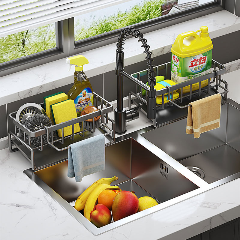 NFA Dish towel rack Kitchen storage rack household sink drain basket countertop multi-functional sponge detergent storage device