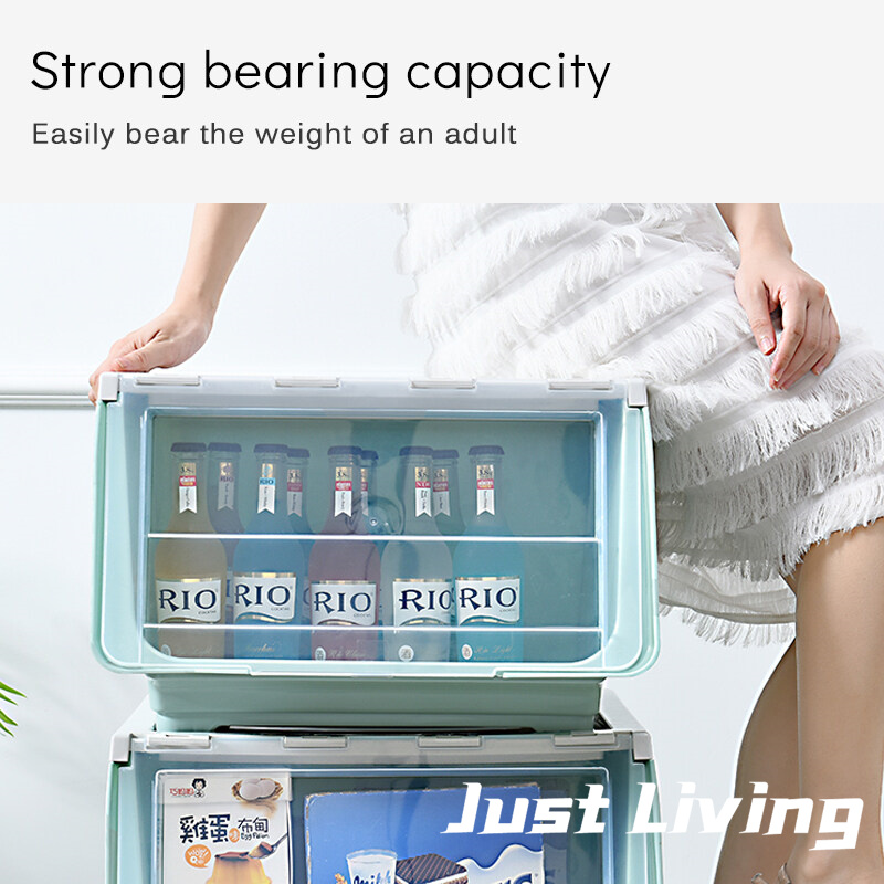 JustLiving Hộp Đựng Đồ Lớn Bền Có Bánh Xe Hộp Đựng Đồ Mở Phía Trước Bằng Nhựa Có Thể Xếp Chồng Lên Nhau Hộp Đựng Quần Áo Ẩm Tủ Sắp Xếp Tủ 43.5X33.5X30 Cm