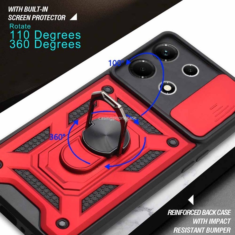 Armor Phone Case For Infinix Note 40 30 Pro Plus ProPlus Pro+ VIP 40Pro+ 30VIP 30Pro Note30 Note40 4G 5G 2023 2024 Casing Shockproof Ring Stand Holder Full Protect Soft Edge Anti Fall Back Cover