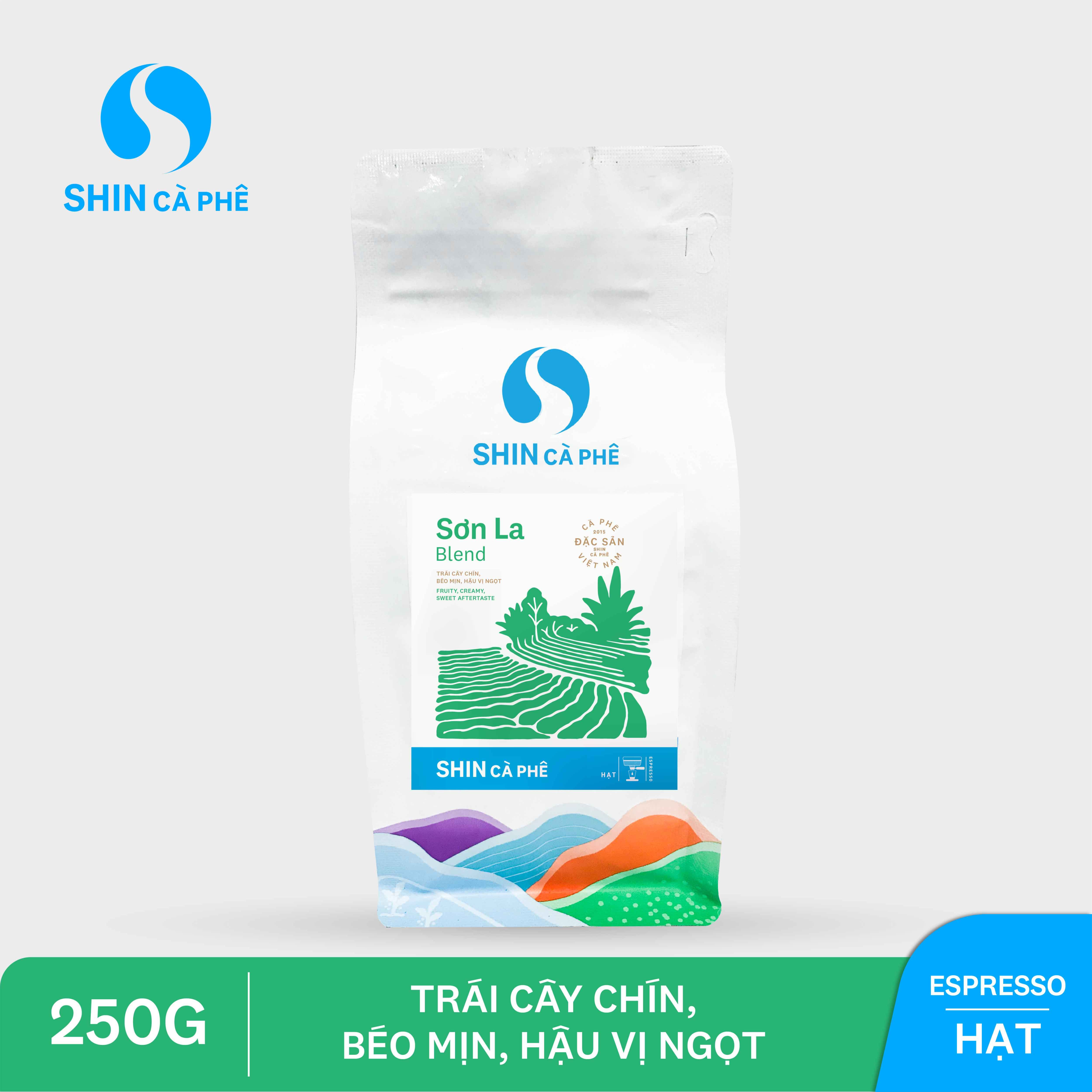 SHIN Cà Phê - Cà phê pha máy Sơn La blend 250g nguyên hạt