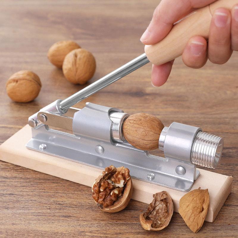Pissenlit Pecan Nut Cracker Tool for Easy Cracking Heavy Duty Nut Sheller with Wood Base Handle Adjustable Nut Crackers Pecan Nut Cracker Nut Sheller for Hazelnuts Almonds