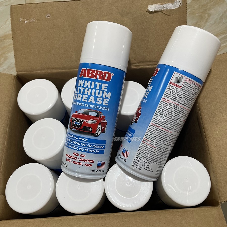 Chai xịt mỡ bò nước Abro White Lithium Grease 284g