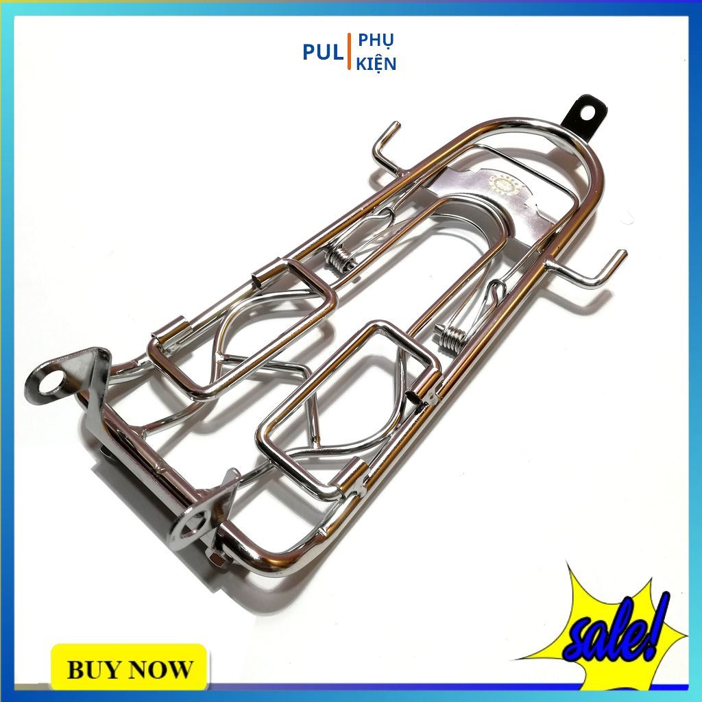 Baga Exciter 150 10li màu inox gắn giữa có móc treo đồ và phần mở rộng chắc chắn lắp theo zin