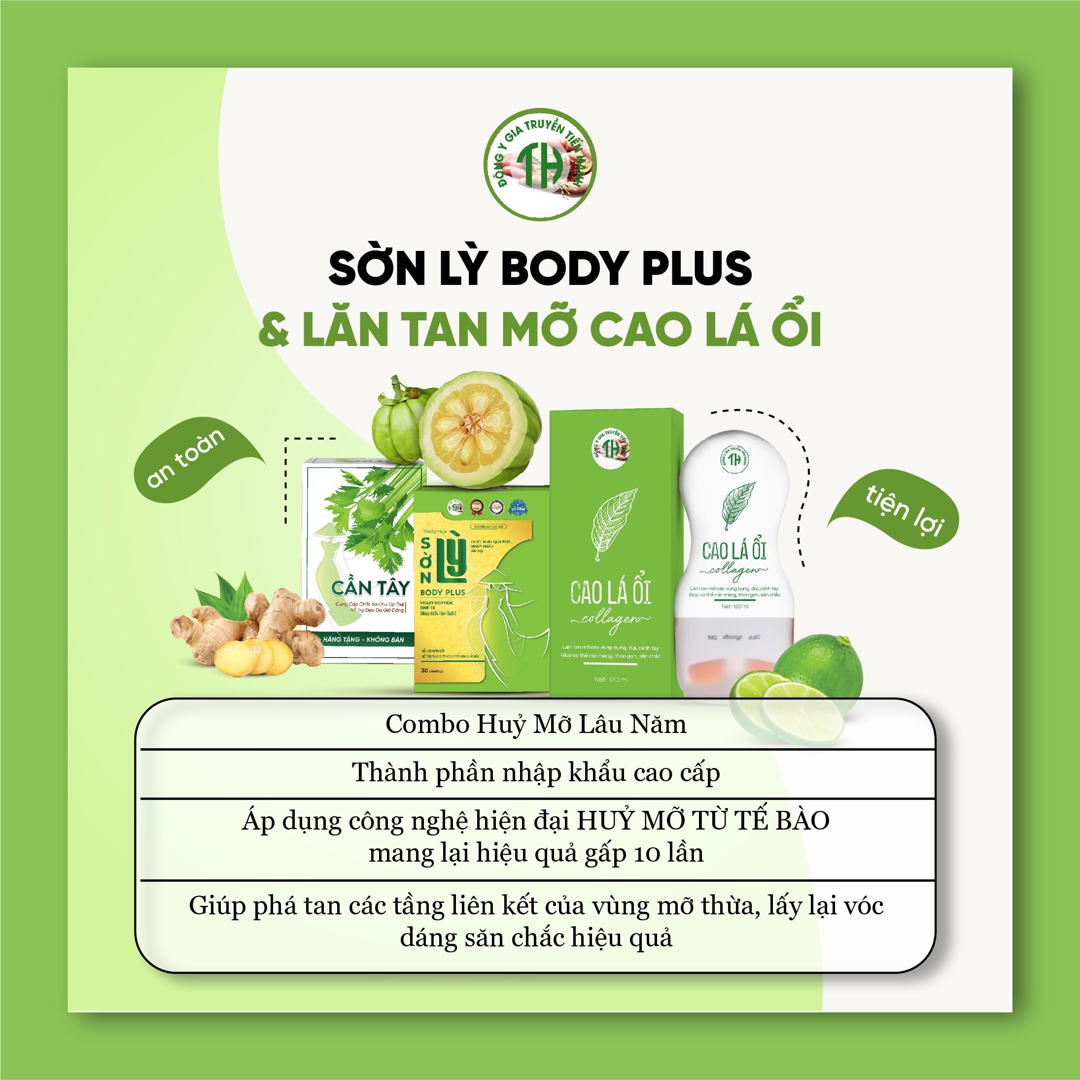COMBO Giảm Cân Sờn Lỳ Plus và Lăn Tan Mỡ Cao Lá Ổi