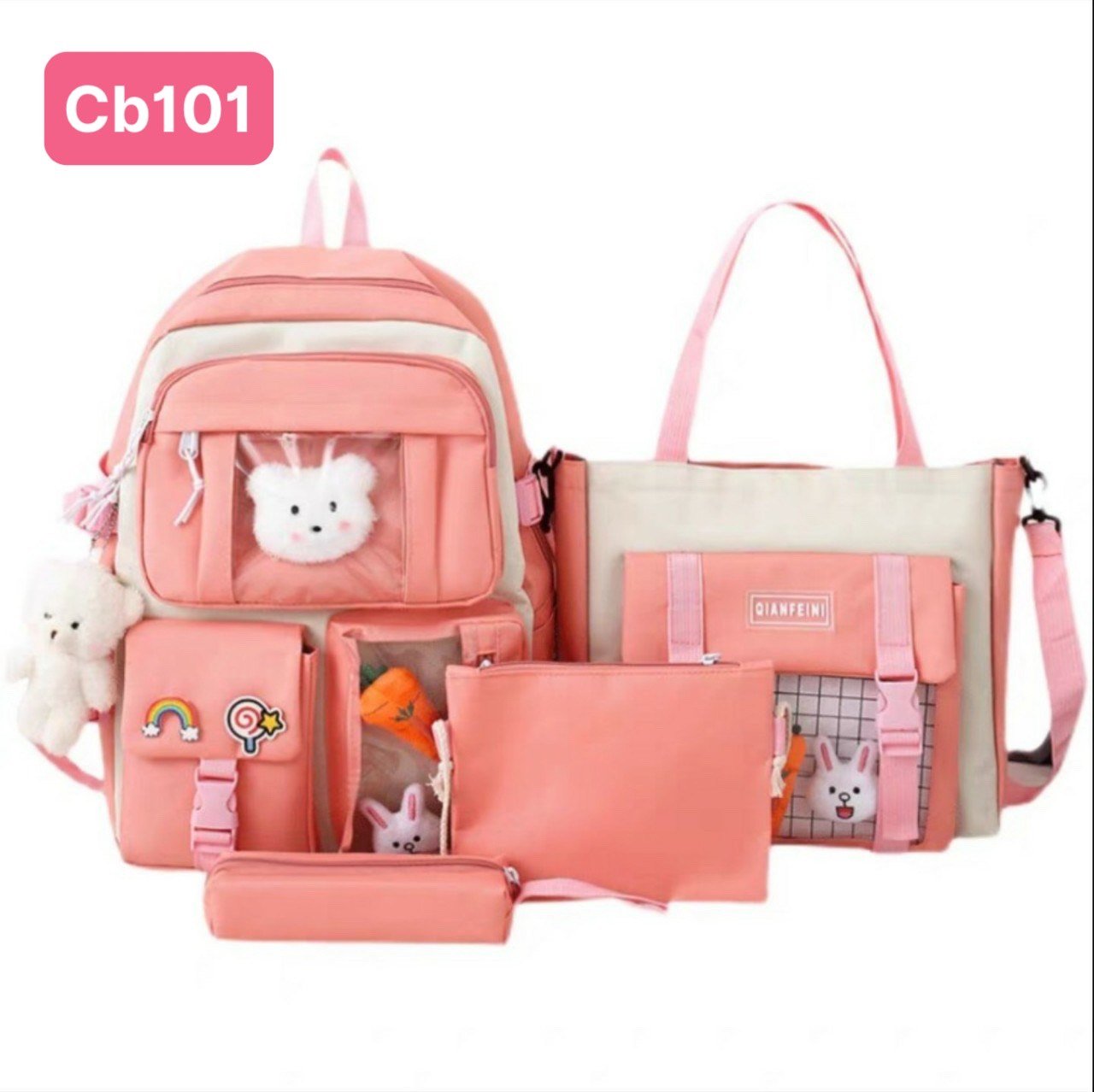 combo balo 4 món chú gấu dễ thương cb101
