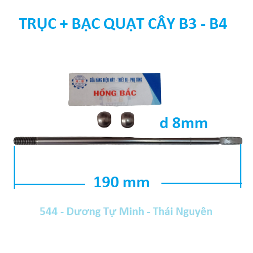 10 bộ trục và bạc quạt cây B3 -B4  dài 19cm