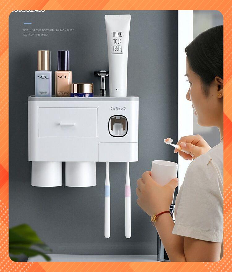 Bộ nhả kem đánh răng 2 cốc kèm miếng dán
