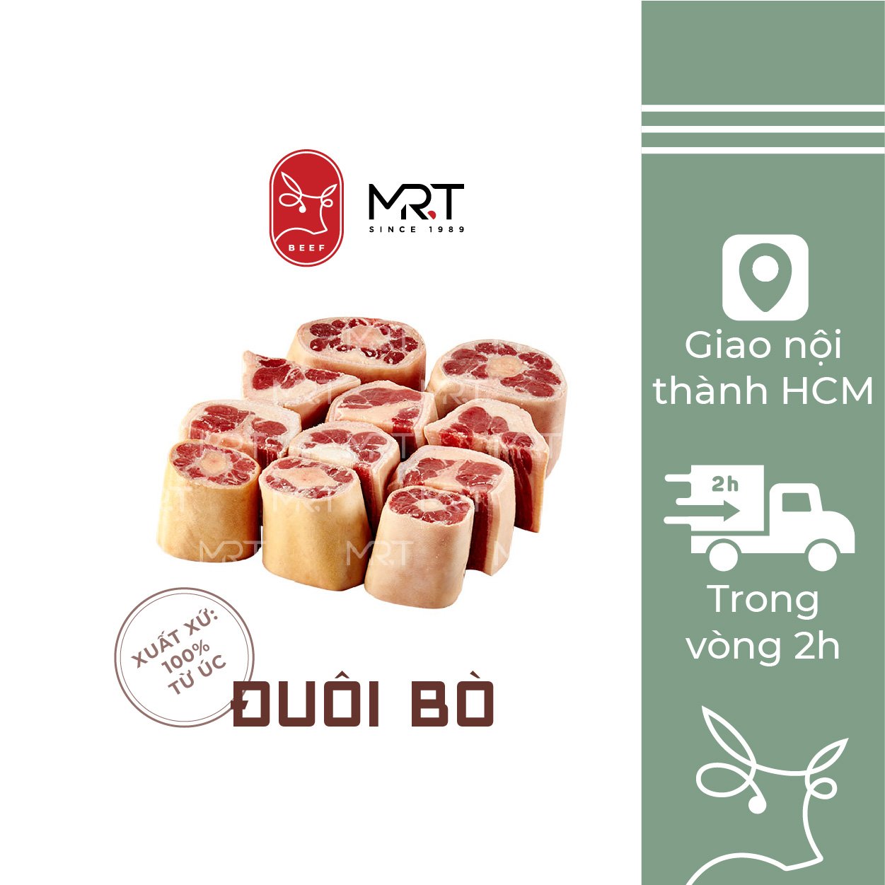 Đuôi Bò Úc 500gr 100% nhập khẩu Dùng ăn lẩu Giao siêu tốc HCM Mr.T Beef
