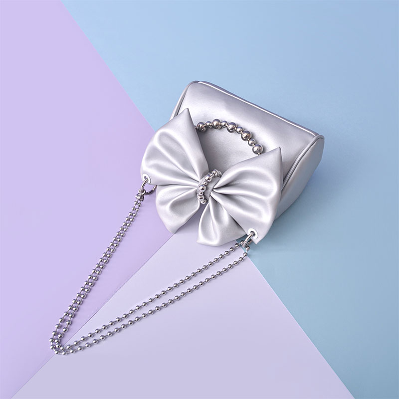 C&K Women's Shoulder Bag Silver Glossy Butterfly Bag Women's Bag Chain Bag Pearl Bag Hardware Bag Small Square Bag Crossbody Bag