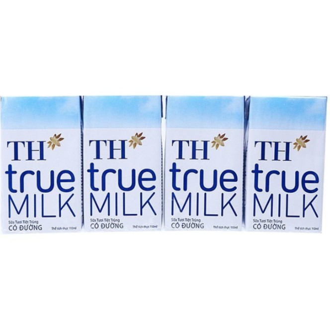 Lốc 4 hộp sữa th truemilk ít đường / có đường / không đường 110ml