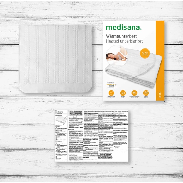 Đệm Sưởi Điện MEDISANA HU674 / HU676, KT 150cm x 80 cm, 3 Mức Nhiệt, Làm Ấm Nhanh, Giặt Được, Công Suất 60W, Electric Heating Blanket, Nhập Đức, BH 12 Tháng